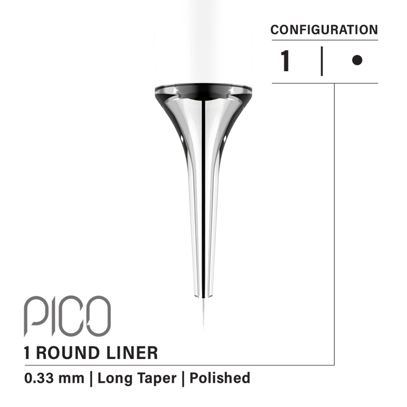 Vertix Pico Round Liner - Long Taper - 1 needle, 0.33 mm - CART-965