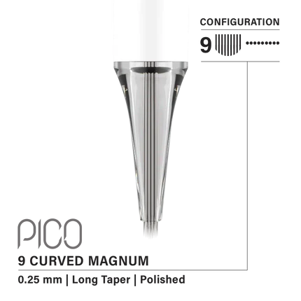 Vertix Pico Curved Magnum - Long Taper - 9 needles, 0.25 mm - CART-969