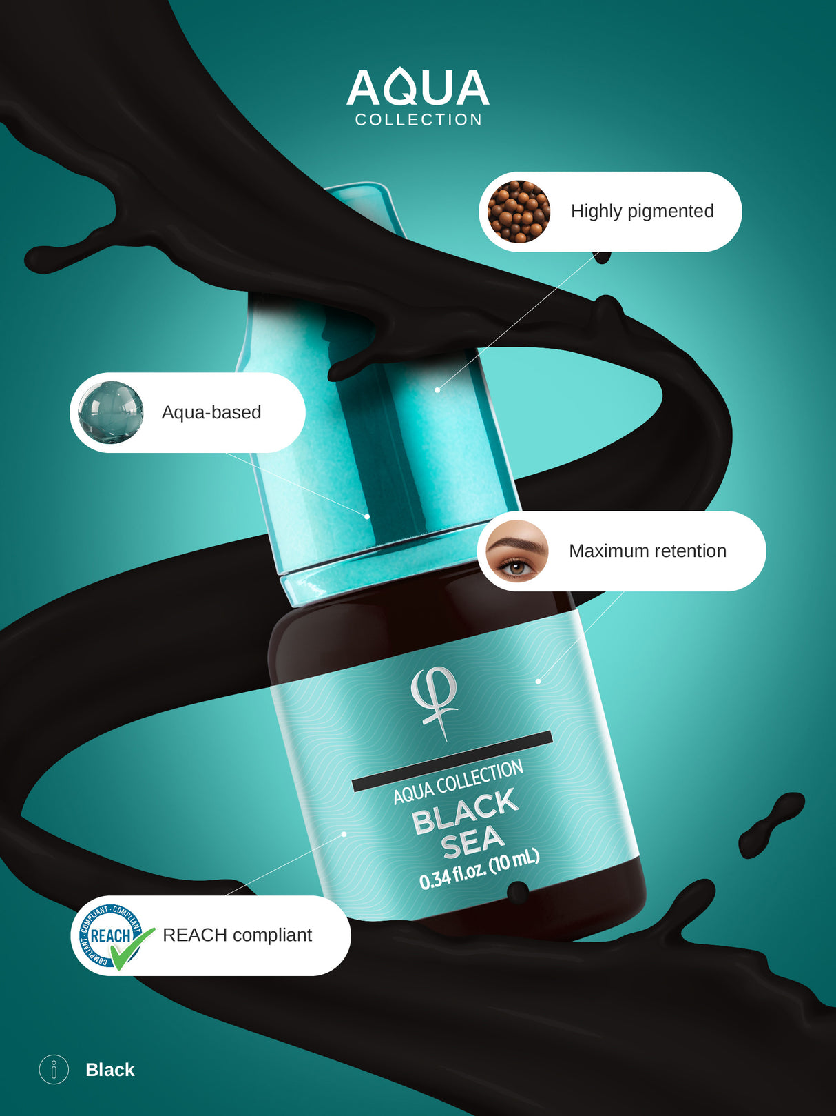 Phi Black Sea PMU Pigment 0.34 fl oz (10ml)