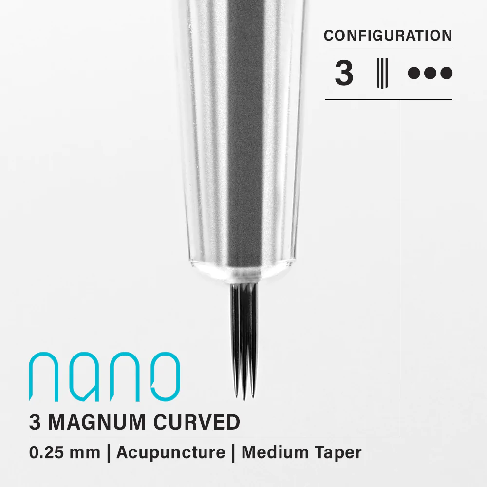 Vertix Nano Curved Magnum 3 0.25 mm Acupuncture Taper Tattoo Cartridge Needles for Permanent Makeup