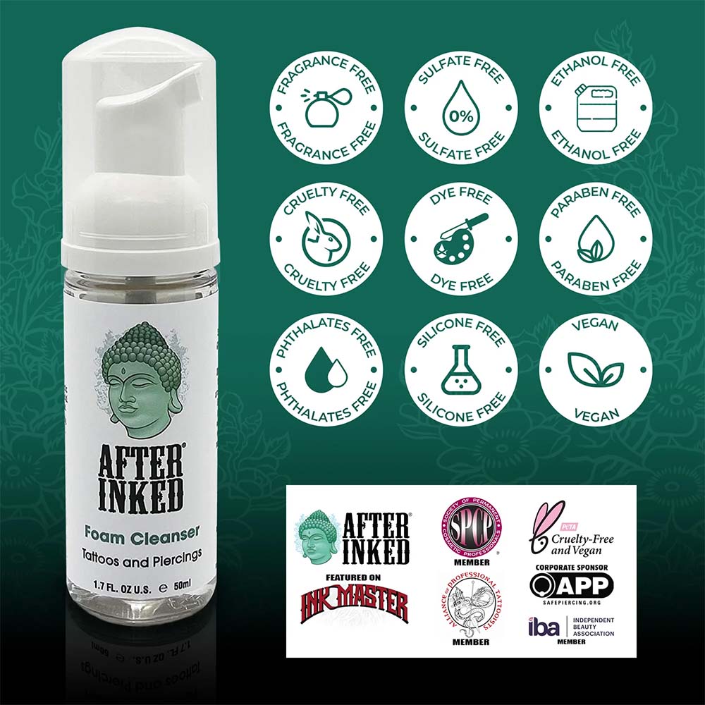 After Inked Foam Cleanser Tattoos & Piercings Aftercare Ink Seal - 1.7oz (50ml)
