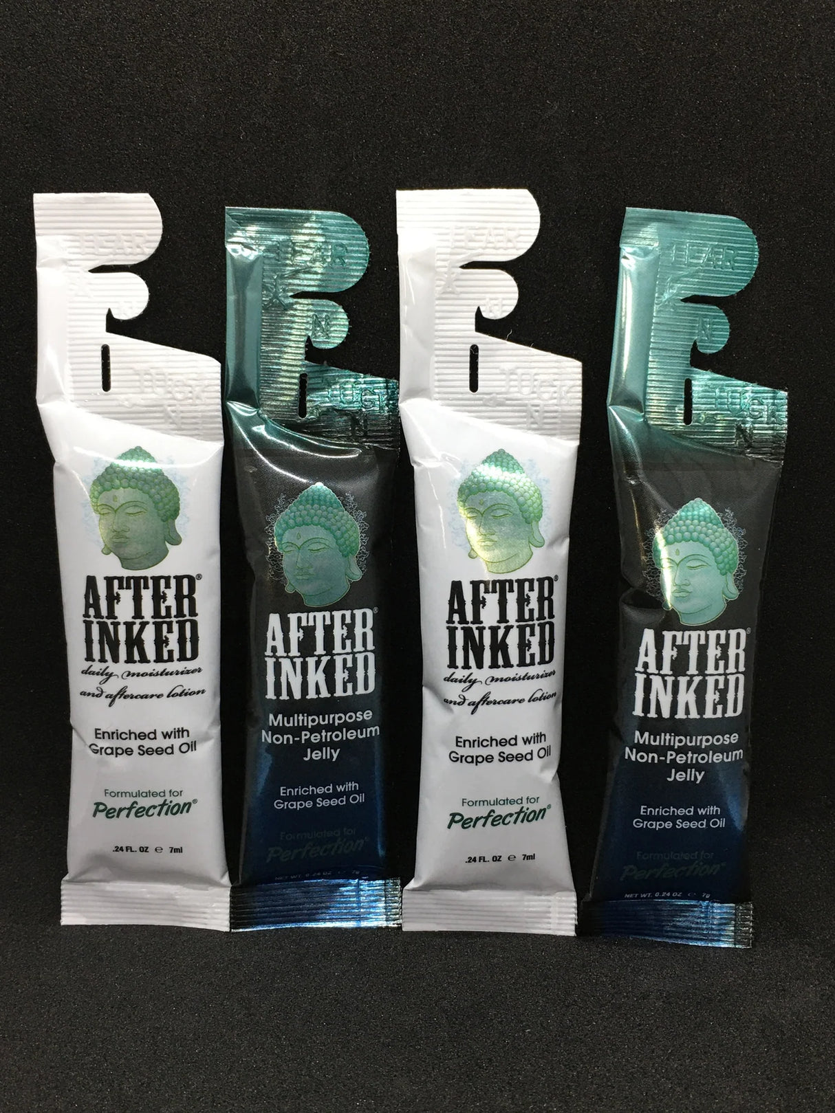 After Inked Bundle Mixed 50-pc Packets: Tattoo Aftercare Moisturizer 7ml & NPJ Non-Petroleum Jelly 7ml