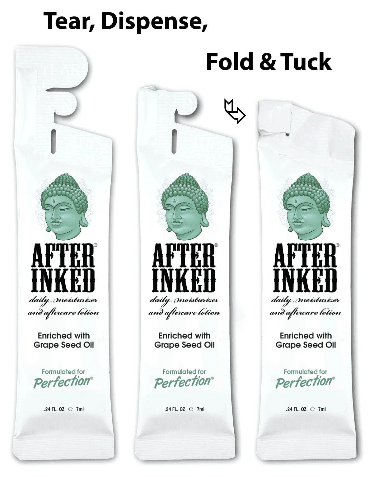 After Inked Bundle Mixed 50-pc Packets: Tattoo Aftercare Moisturizer 7ml & NPJ Non-Petroleum Jelly 7ml