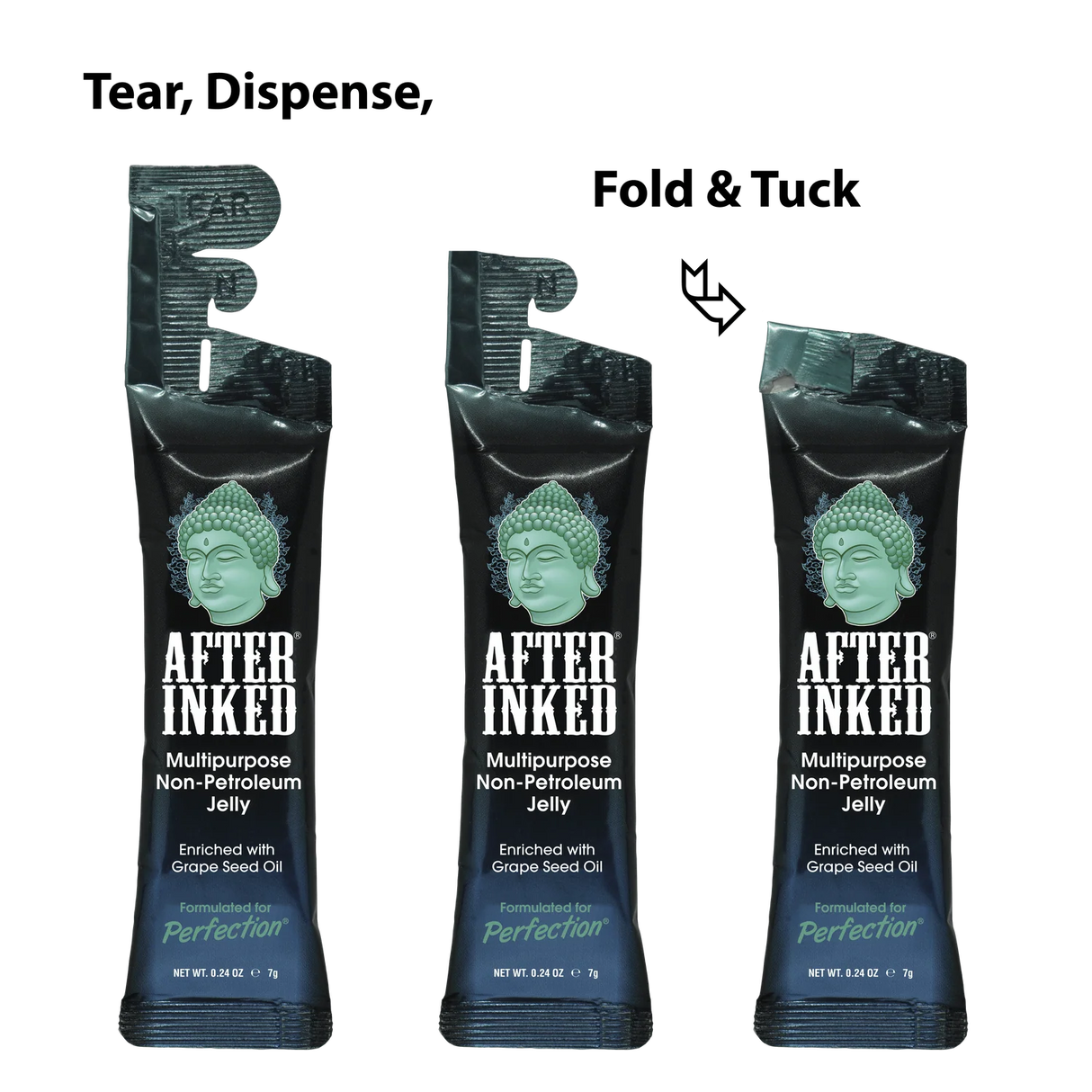 After Inked Bundle Mixed 50-pc Packets: Tattoo Aftercare Moisturizer 7ml & NPJ Non-Petroleum Jelly 7ml