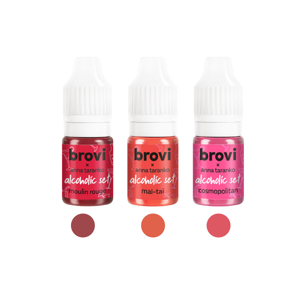Brovi × Anna Taranko Alcoholic Lip Pigment Set — individual pigment bottles