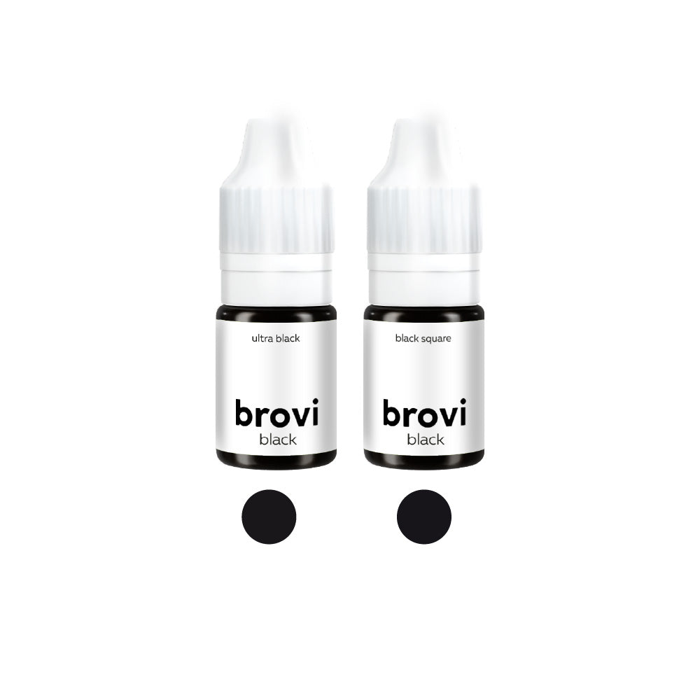 Brovi Black Eyeliner Pigment Set — individual pigment bottles