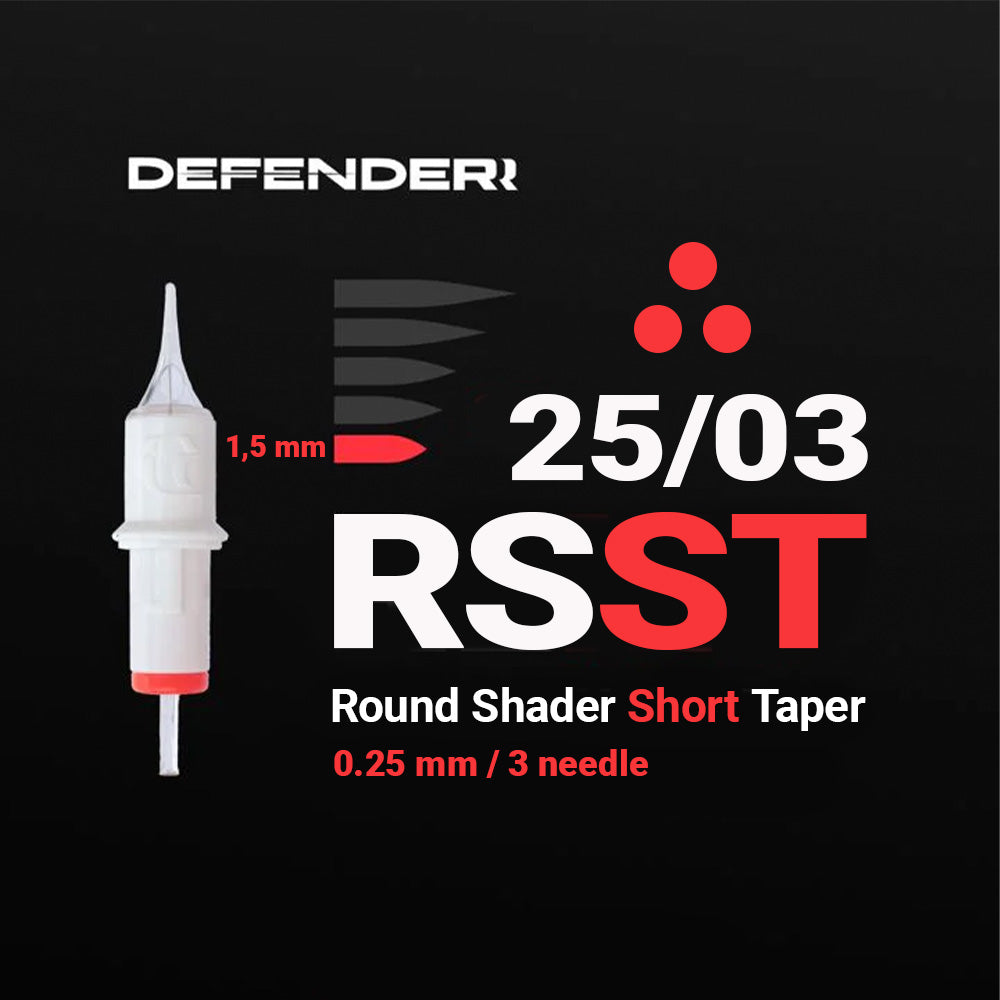 DEFENDERR PMU Cartridge | 25/03/RSST (Round Shader Short Taper) (20pcs)