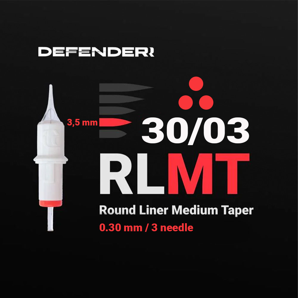 DEFENDERR PMU Cartridge | 30/03/RLMT (Round Liner Medium Taper) (20pcs)