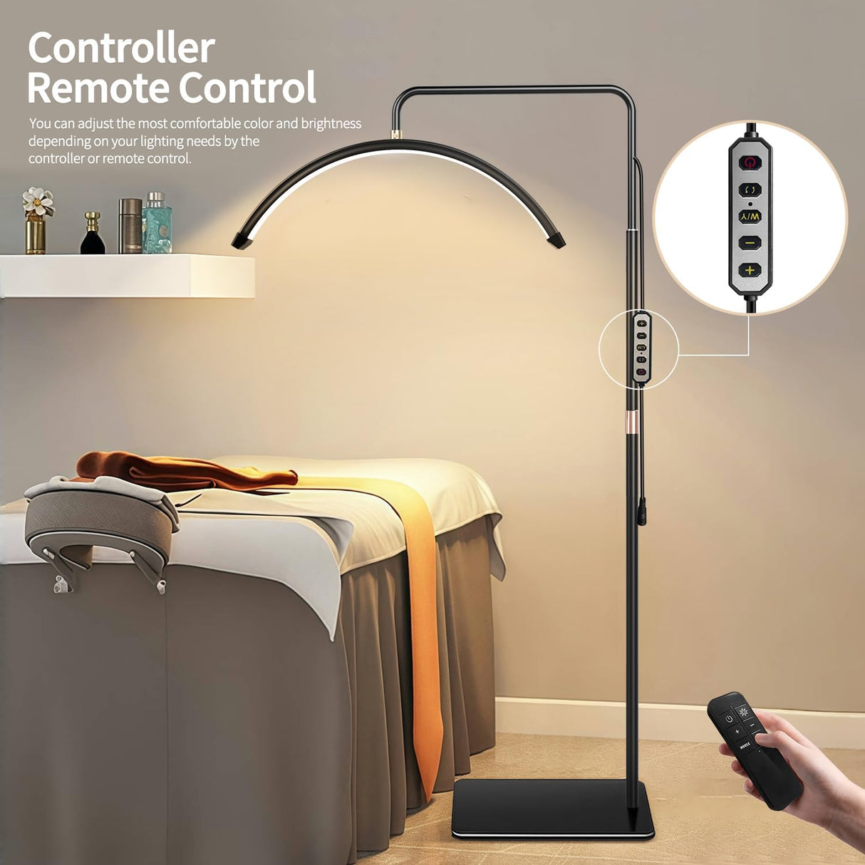 Half Moon PMU & Lash Ring Light for Salon – Black/White