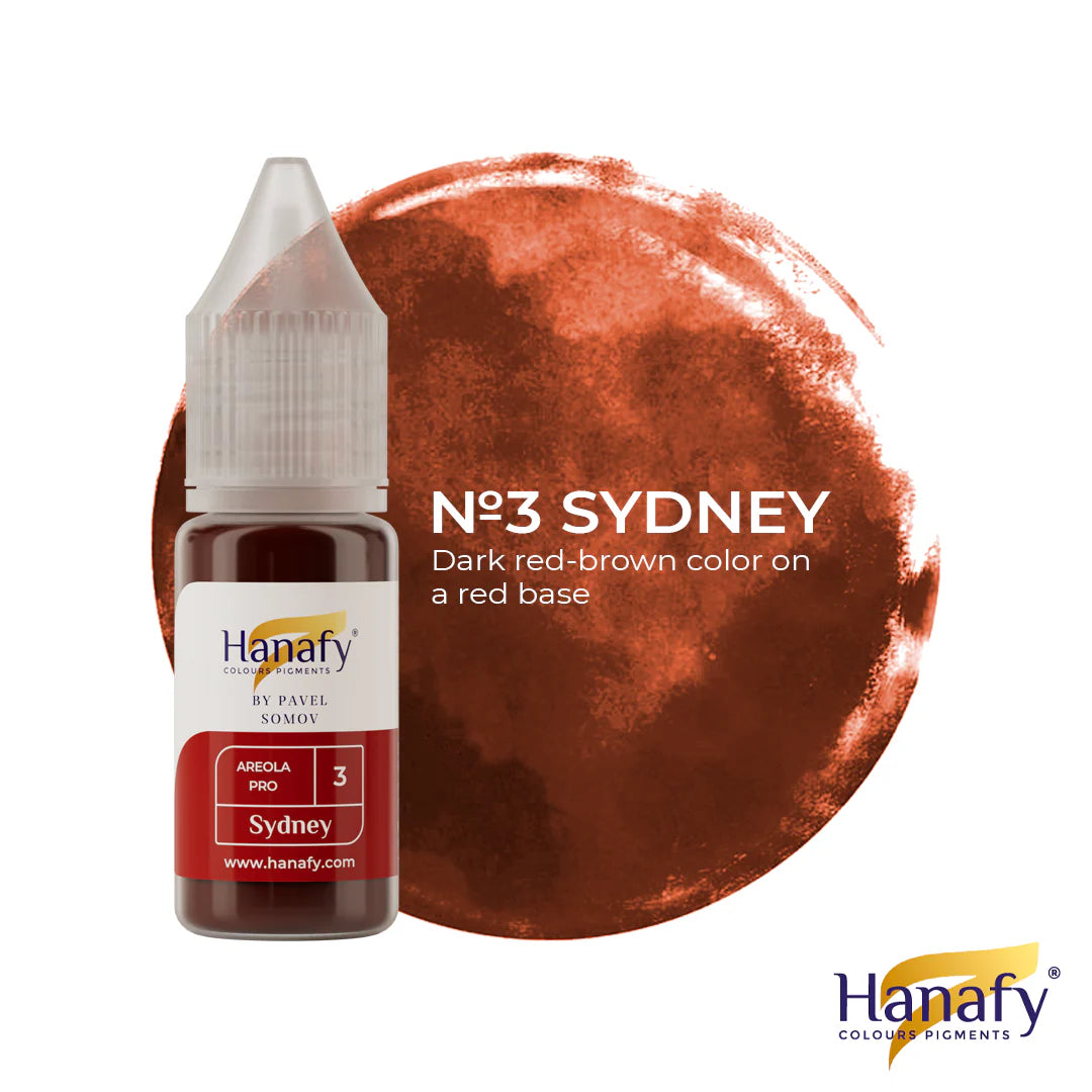 Hanafy Areola PRO N3 Sydney Pigment – bottle and color swatch
