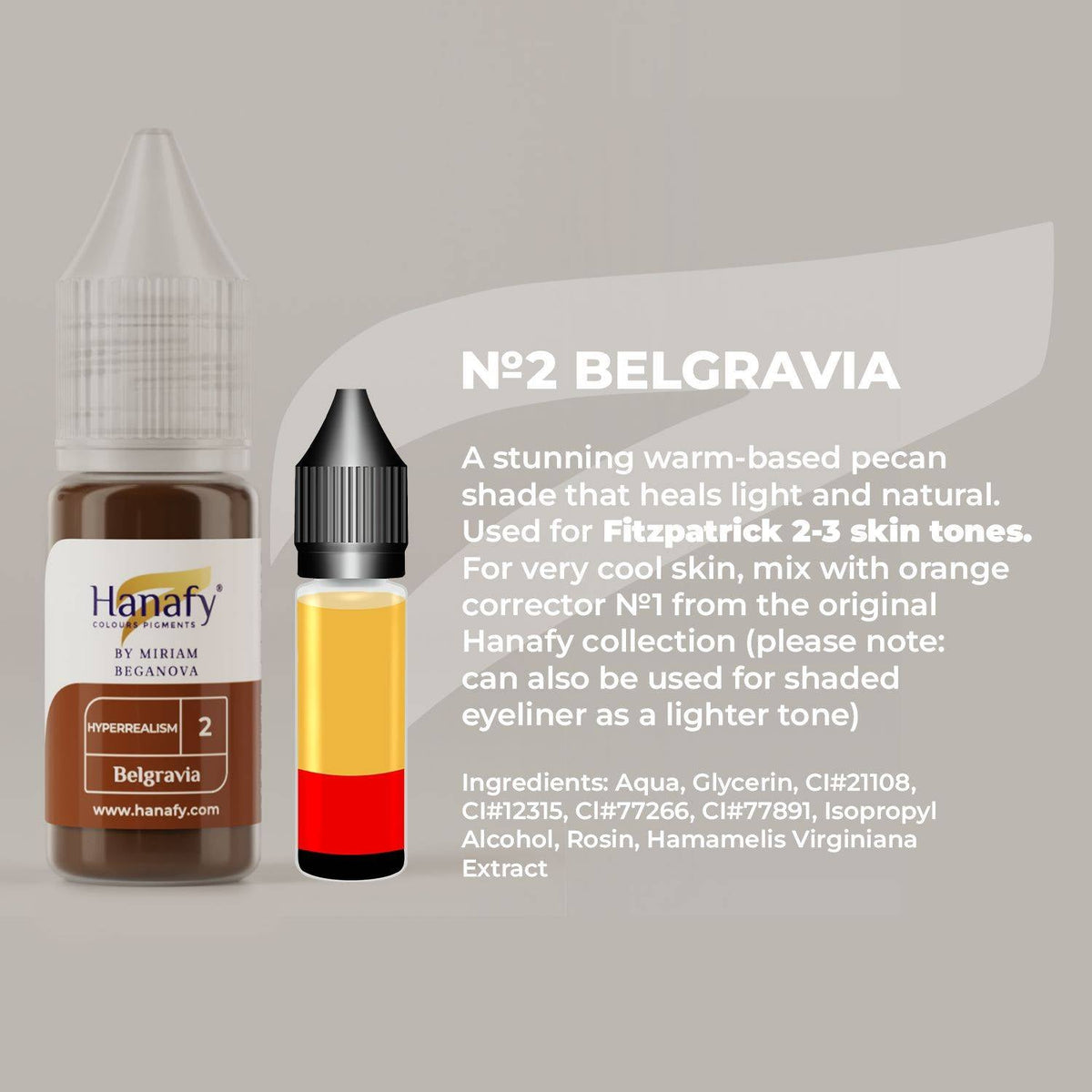 Hanafy HyperRealism N2 Belgravia Brow Pigment – color composition and shade information