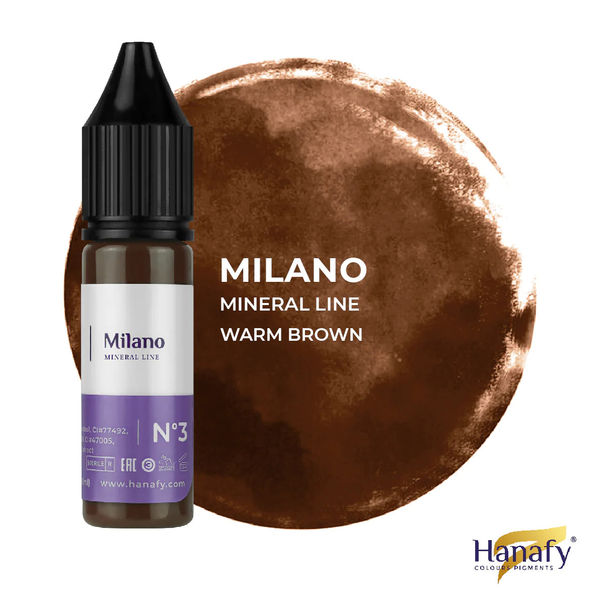 Hanafy Mineral N3 Milano Brow Pigment – bottle and color swatch