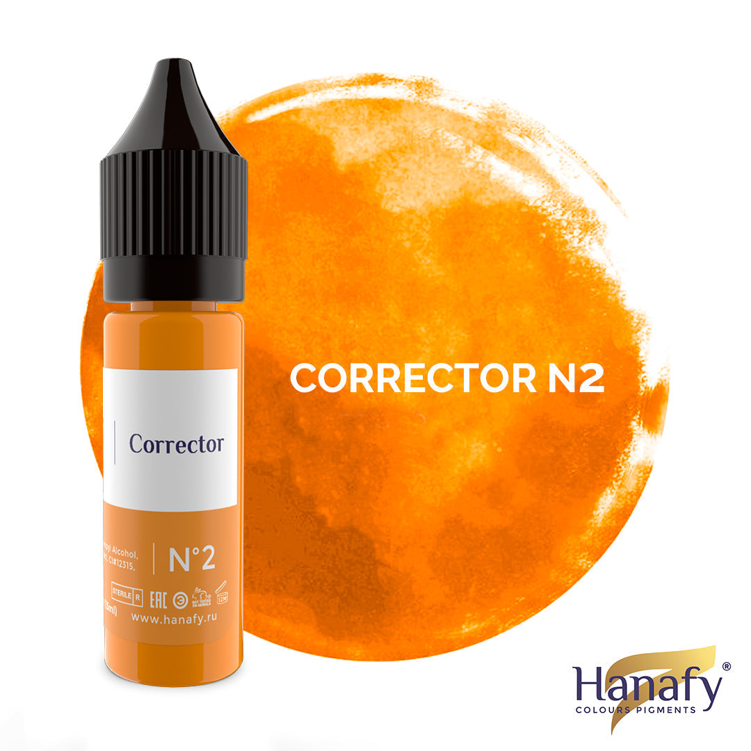 Hanafy N2 Warm Yellow Corrector – bottle and color swatch