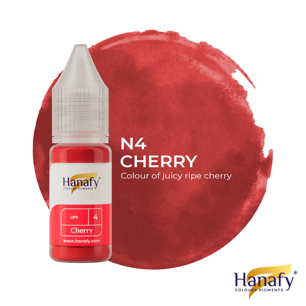 Hanafy N4 Cherry Lip Pigment – bottle and color swatch