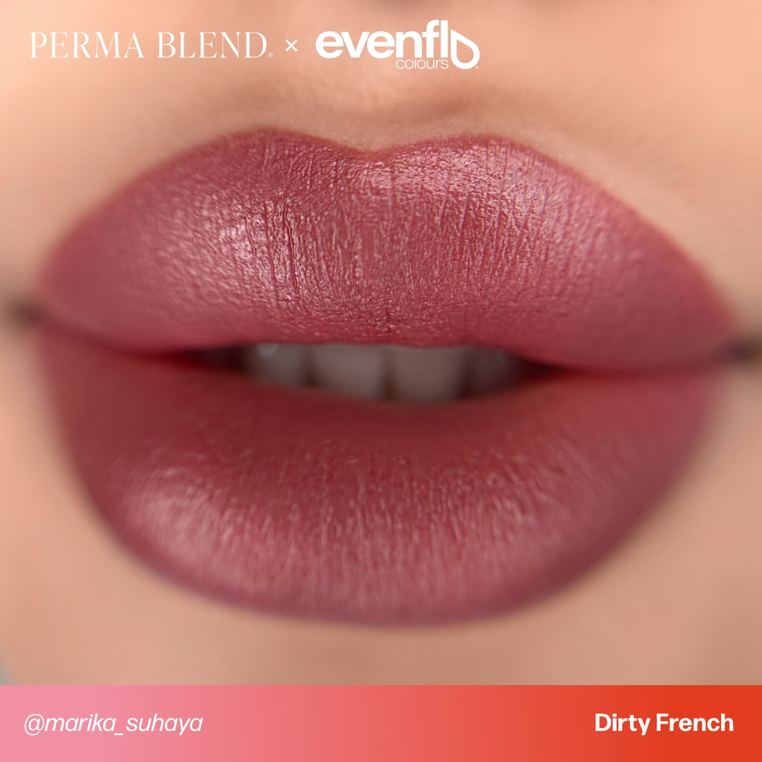 Lip permanent makeup example using Perma Blend Evenflo LUXE Dirty French pigments