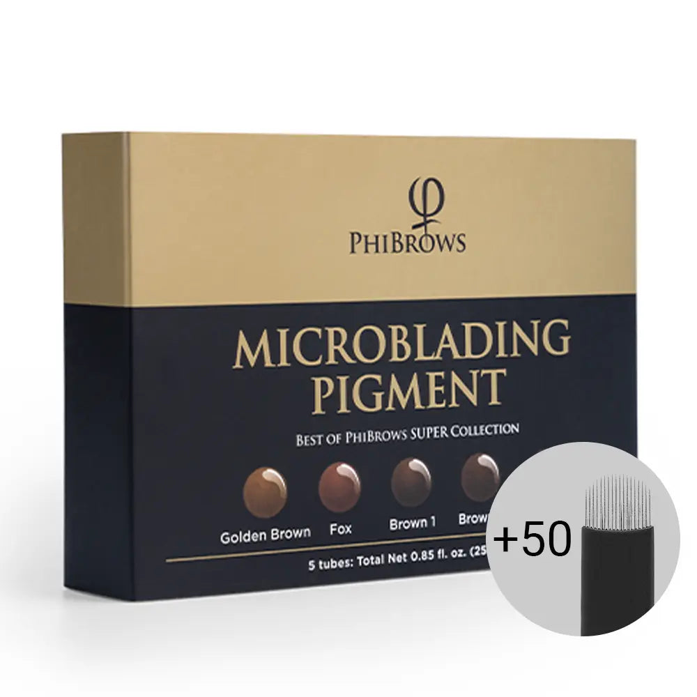 PhiBrows Microblading Set 10: SUPER Pigment Set + Artist Blade 18U 0.20 50pcs