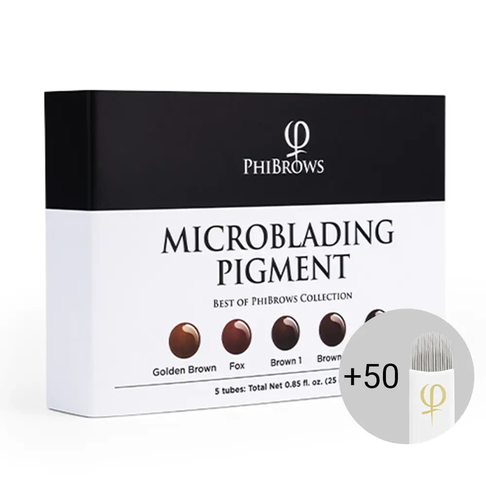 PhiBrows Microblading Set 6: SUPE Pigment Set + Nanoblade U24 0.15 50pcs