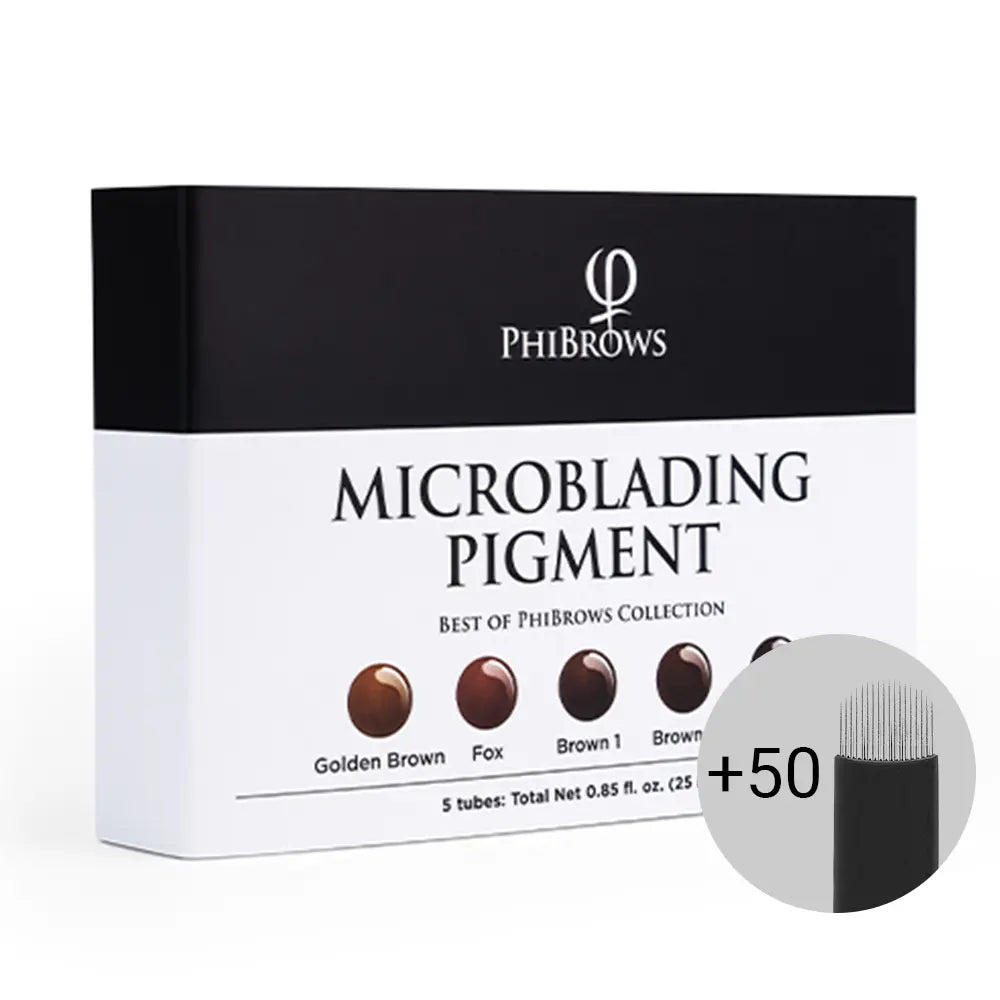 PhiBrows Microblading Set 7: SUPE Pigment Set + Artist Blade 18U 0.20 50pcs