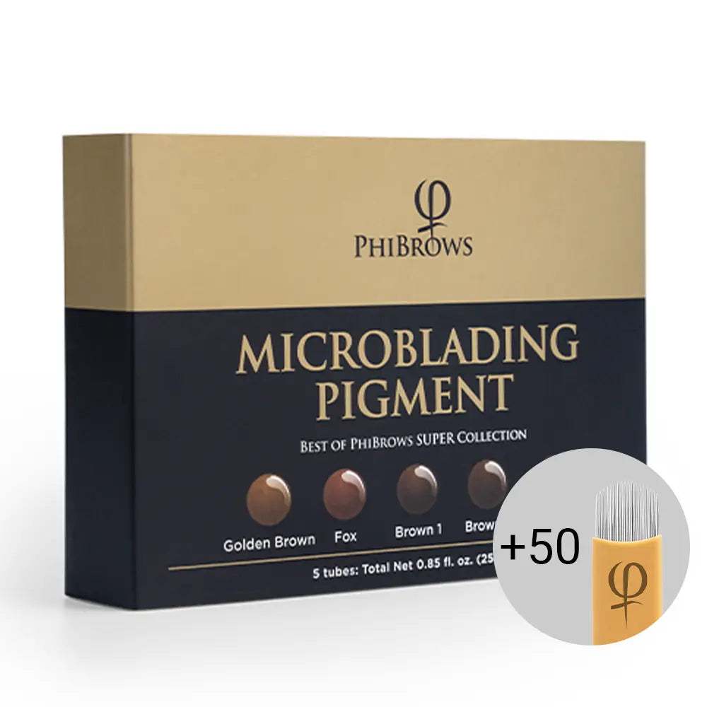 PhiBrows Microblading Set 8: SUPER Pigment Set + Master Blade U304 0.18 50pcs