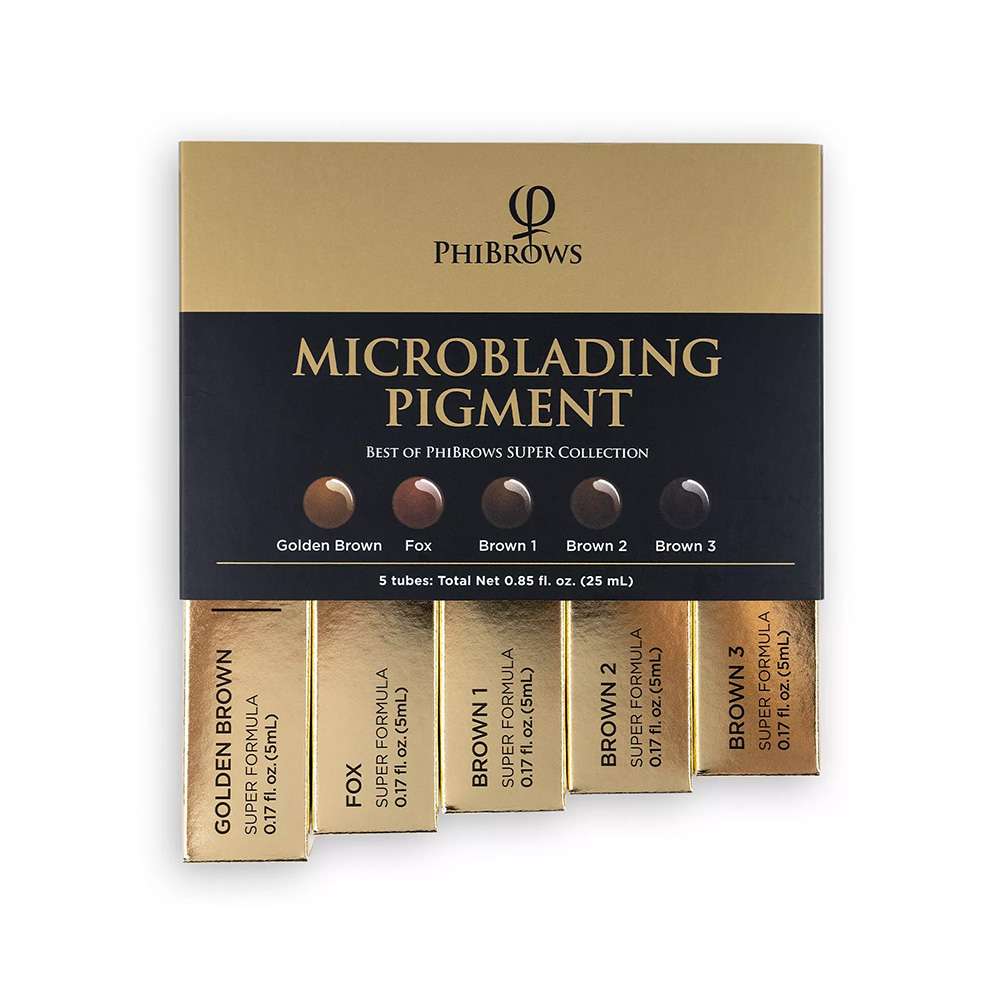 PhiBrows Microblading Set 9: SUPER Pigment Set + Nanoblade U24 0.15 50pcs