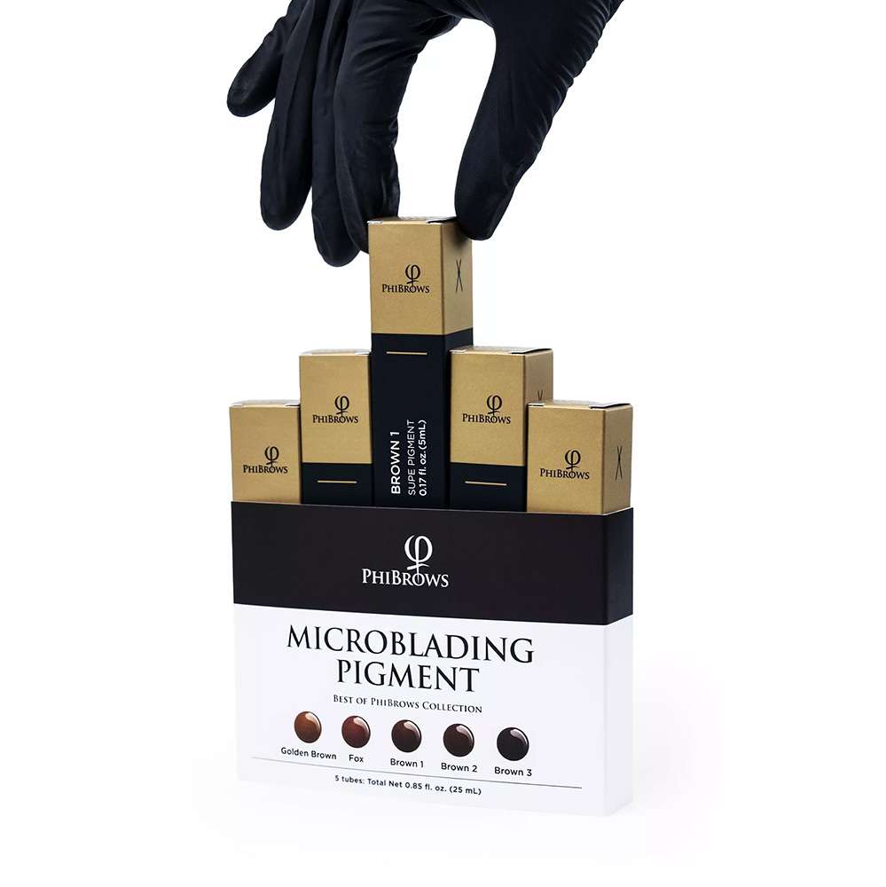 PhiBrows Microblading Set 2: SUPE Pigment Set + Disposable Tool U24 Nano Blade 20pcs