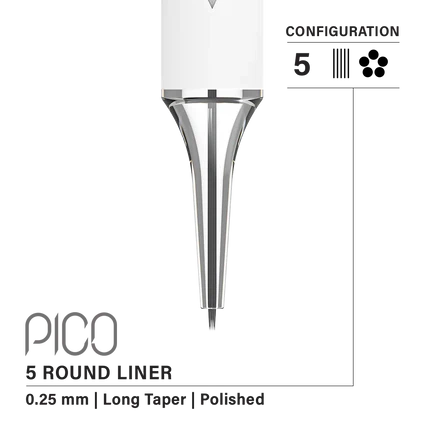 Vertix Pico Round Liner - Long Taper - 5 needles, 0.25 mm - CART-1099
