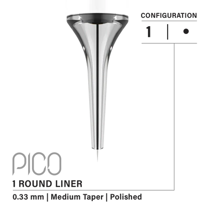 Vertix Pico Round Liner - Medium Taper - 1 needle, 0.33 mm - CART-954