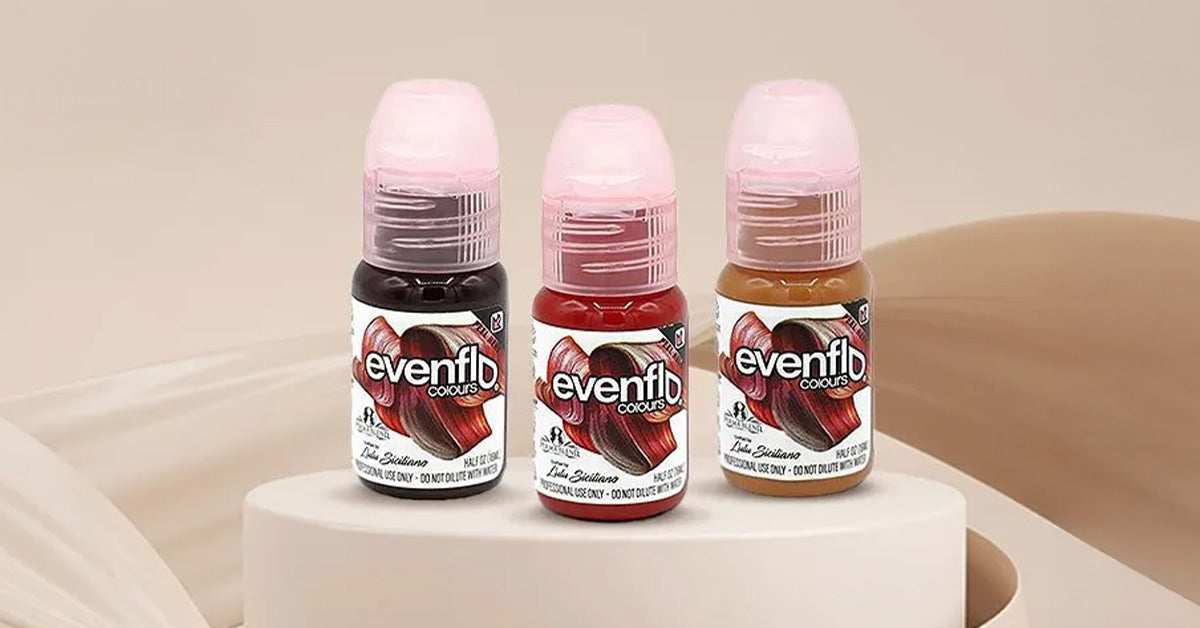 Evenflo PMU pigments for brows and lips in various shades