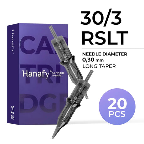 Hanafy PMU needle cartridge — 0.30 — 3 — Round Shader - Long Taper (RSLT)