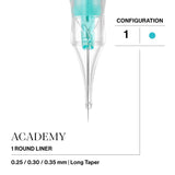 Vertix Academy Round Liner — 1 — 0.25 mm Long Taper PMU needle cartridge