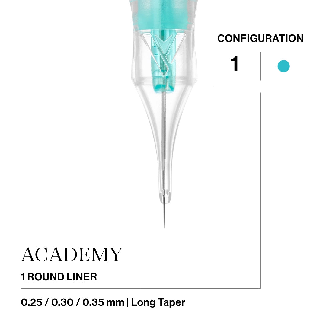 Vertix Academy Round Liner — 1 — 0.35 mm Long Taper PMU needle cartridge