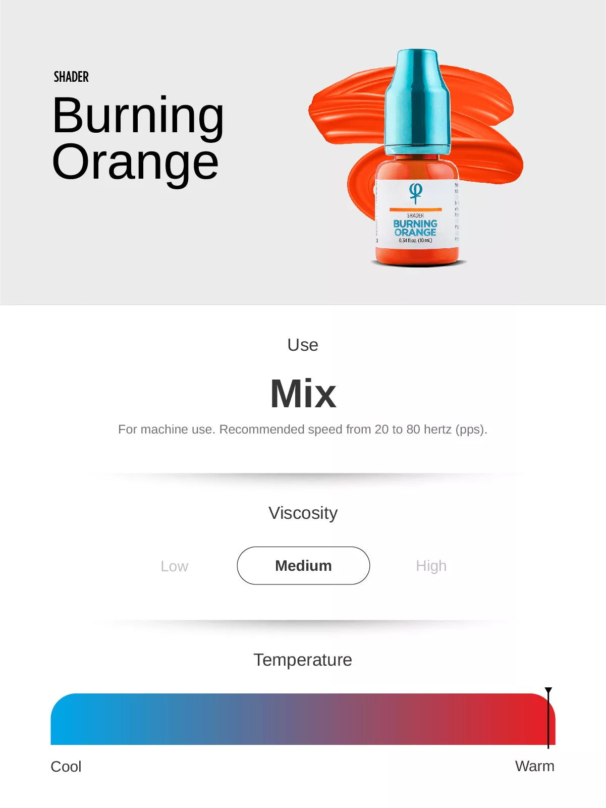 Phi Burning Orange PMU Mix Shader Pigment 0.34 fl oz (10ml)