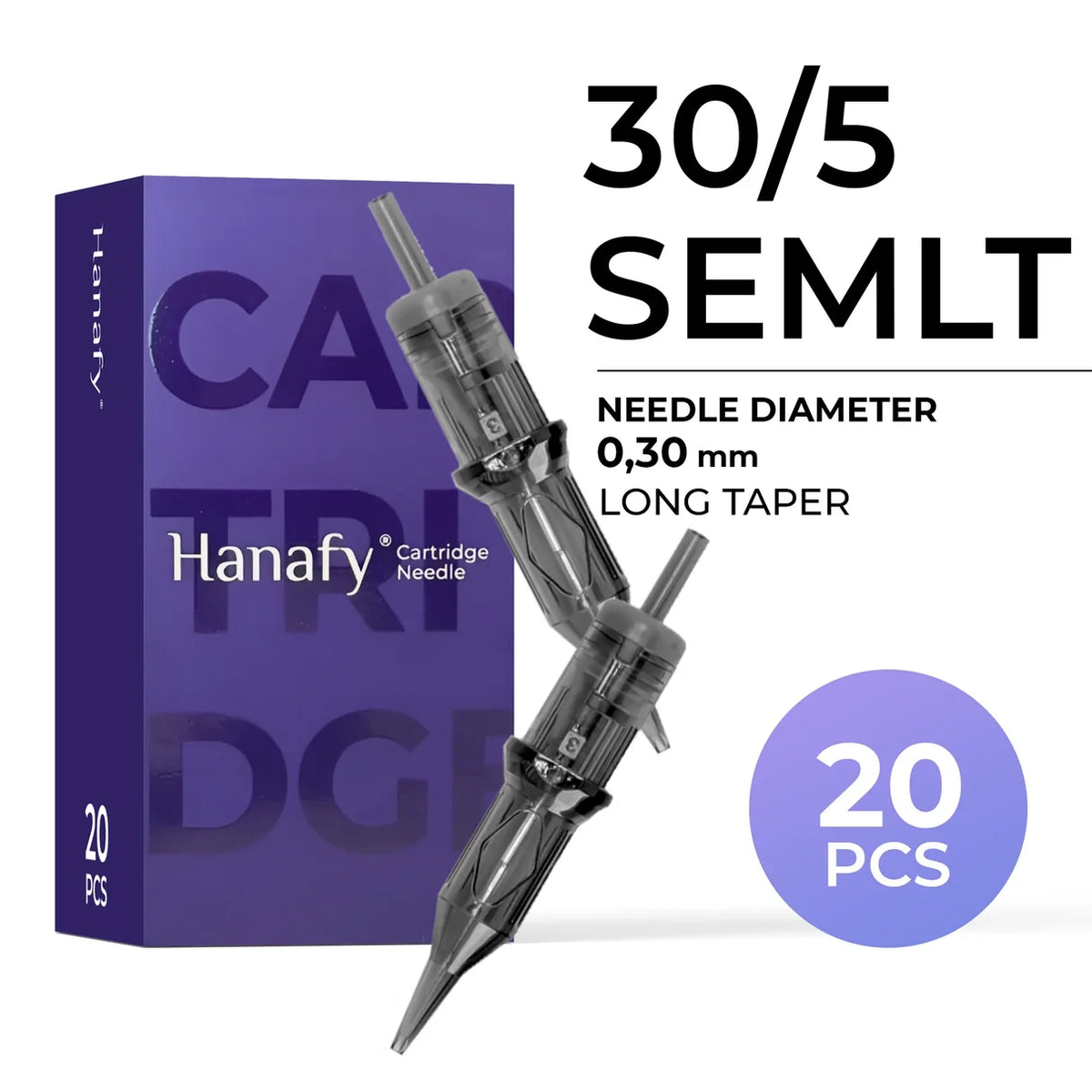Hanafy PMU needle cartridge — 0.30 — 5 — Soft Edge Magnum - Long Taper (SEMLT)