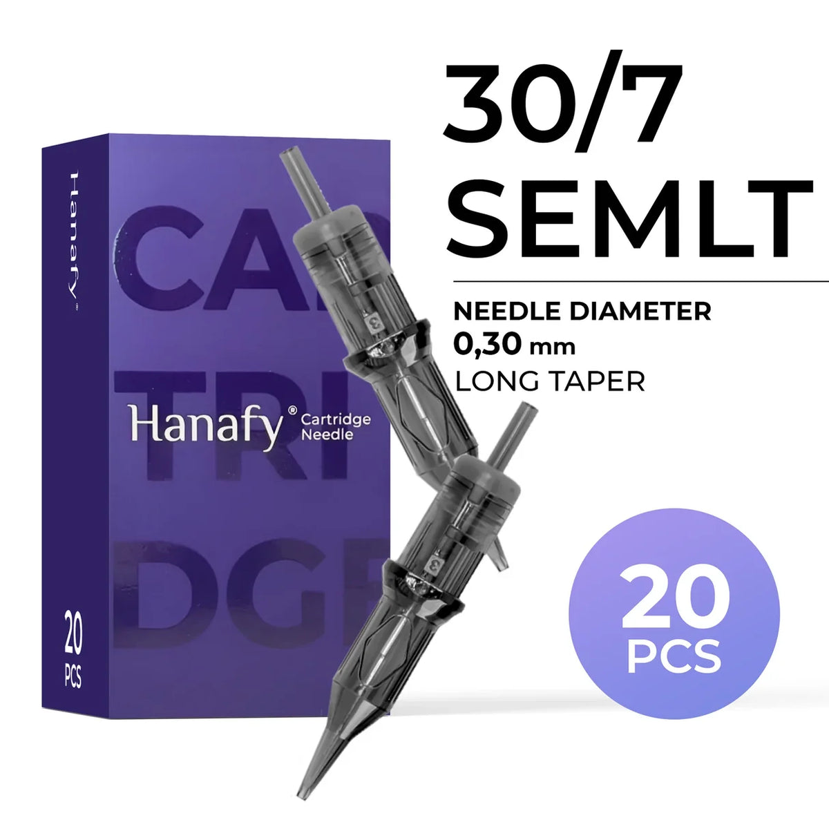 Hanafy PMU needle cartridge — 0.30 — 7 — Soft Edge Magnum - Long Taper (SEMLT)