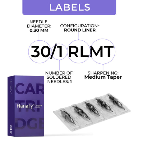 Hanafy Needle Cartridge 30/1RLMT (20 pcs)
