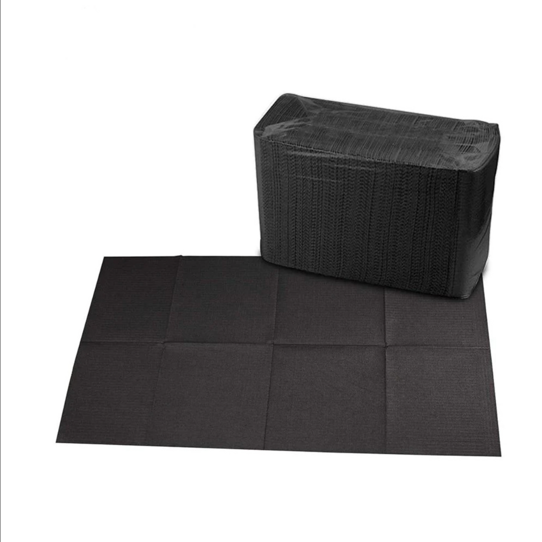Black Disposable Waterproof Pads for PMU, Lash & Beauty Workstations – 125 pcs, 13” x 17”