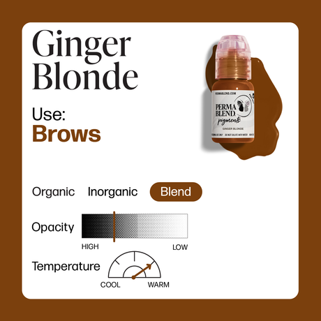 Pigmento permanente Ginger Blonde para cejas PMU de 0,5 oz (15 ml) 