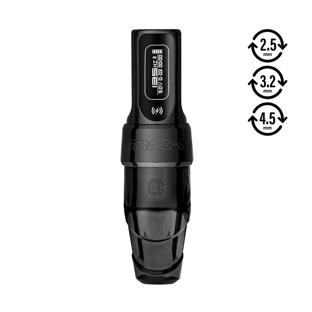 Flux S Max Stealth Black 3.2mm Stroke PMU Machine (Extra PowerBolt II) by Microbeau