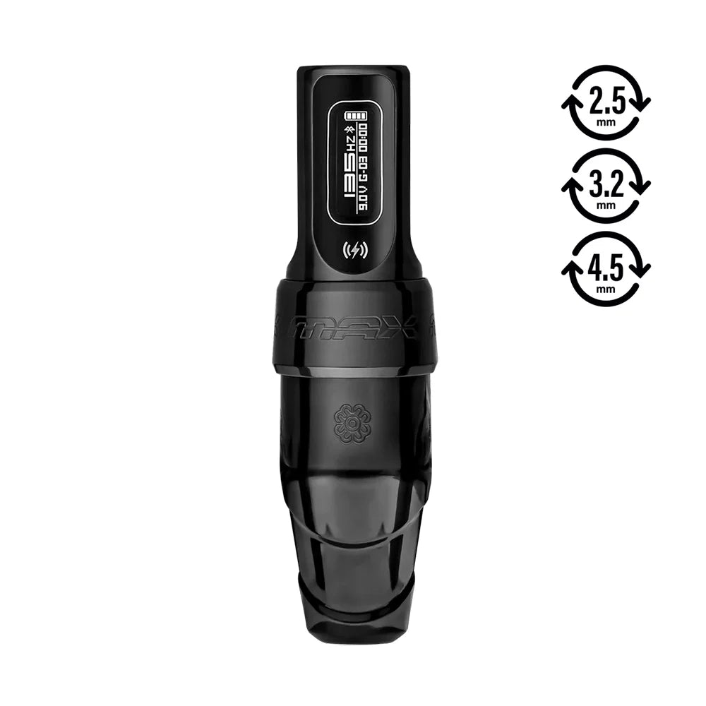 Máquina de PMU Flux S Max Stealth Black de 4,5 mm de carrera (Extra PowerBolt II) de Microbeau 