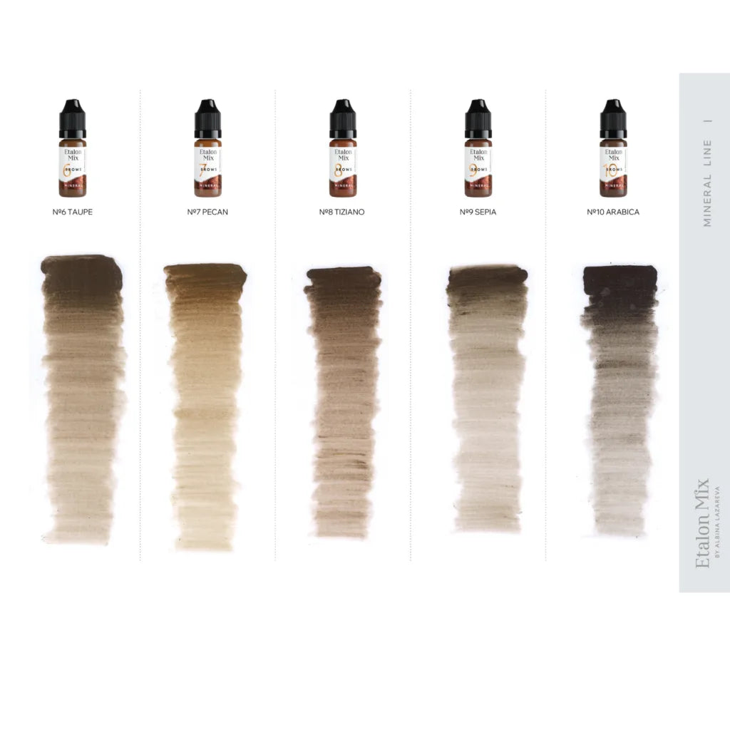 Etalon Mix mineral brow pigment collection swatches