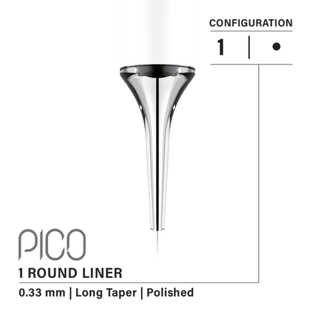 Vertix Pico Round Liner - Long Taper - 1 needle, 0.33 mm - CART-965