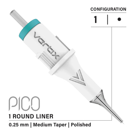 Vertix Pico 1 Round Liner 0.25 mm Medium Taper PMU Needle Cartridge (20pcs/1box)