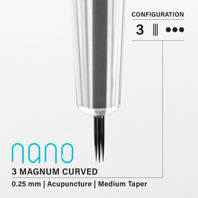 Vertix Nano Curved Magnum 3 0.25 mm Acupuncture Taper Tattoo Cartridge Needles for Permanent Makeup
