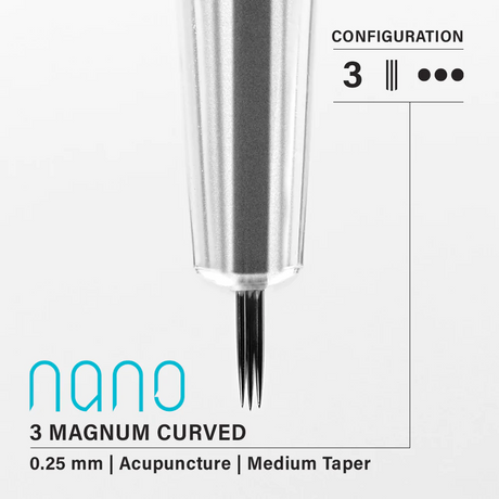 Vertix Nano Curved Magnum 3 0.25 mm Acupuncture Taper Tattoo Cartridge Needles for Permanent Makeup