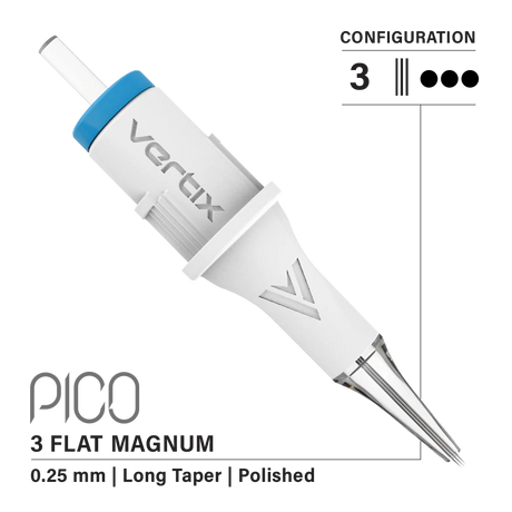 Vertix Pico 3 Flat Magnum 0.25 mm Long Taper PMU Needle Cartridges (20pcs/1box)