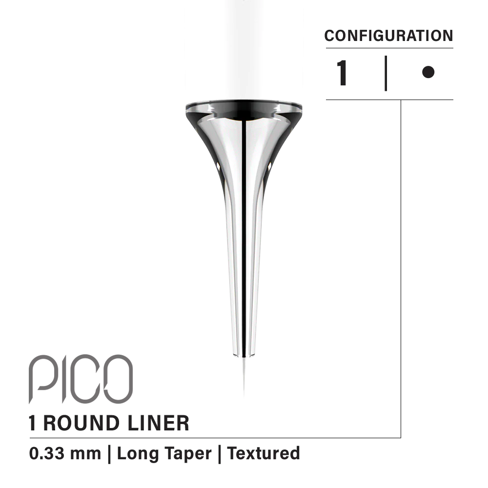 Vertix Pico Round Liner 1 0.33mm Long Taper Textured Vertix Pico needles for PMU tattoo