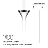 Vertix Pico Round Liner 1 0.38mm Medium Taper Tattoo Needle Cartridges for Permanent Makeup (20pcs/1Box)