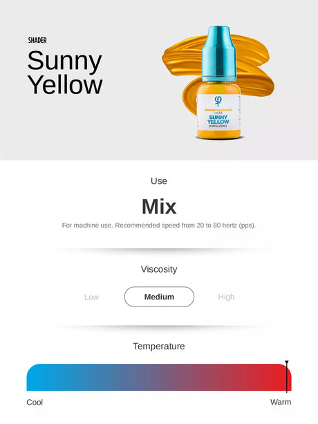 Phi Sunny Yellow PMU Mix Shader Pigment 0.34 fl oz (10ml)