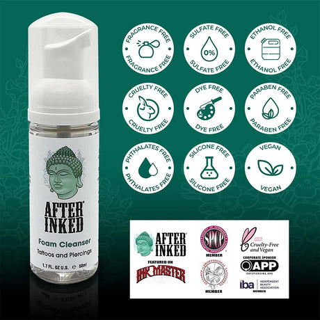 After Inked Foam Cleanser Tattoos & Piercings Aftercare Ink Seal - 1.7oz (50ml)