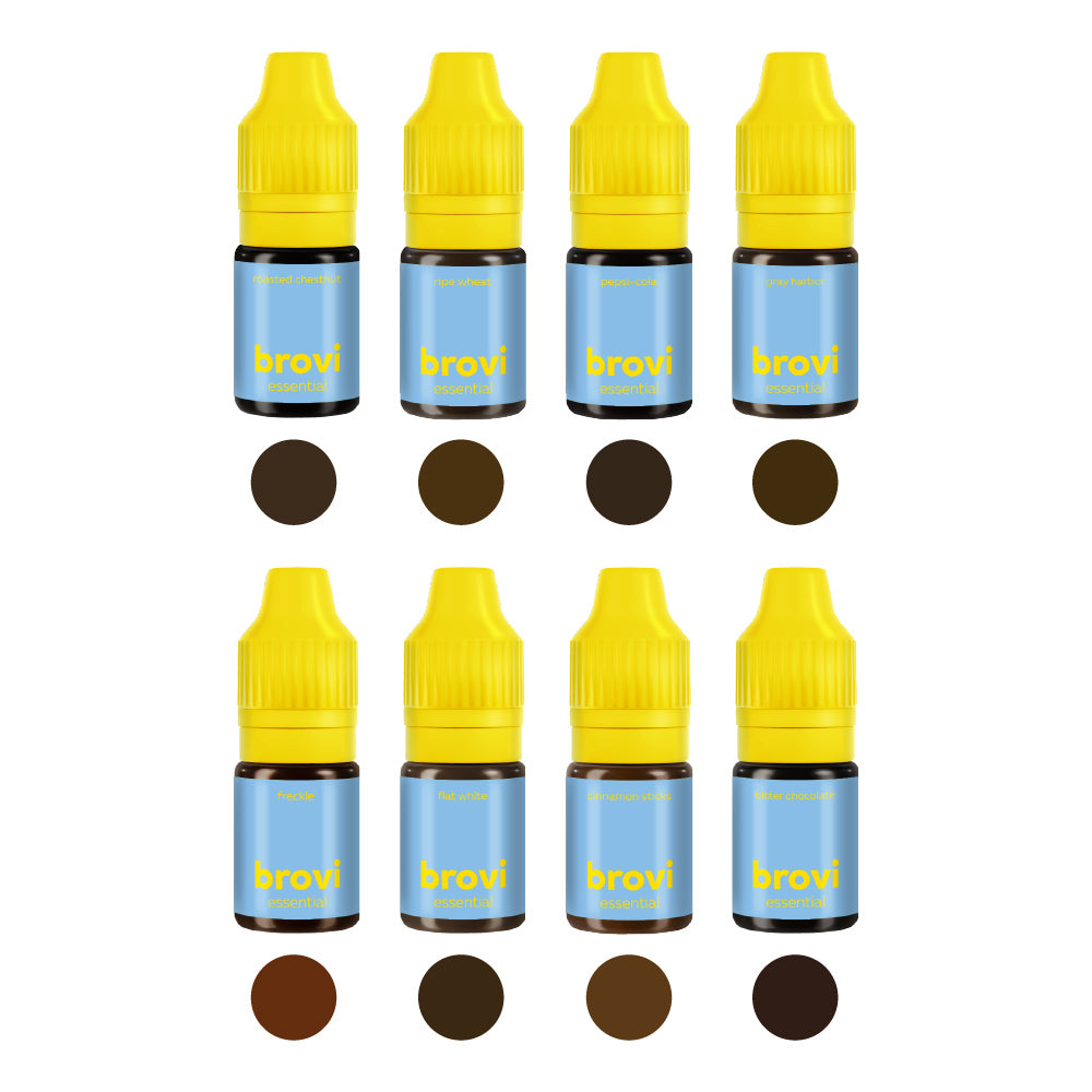 Brovi Essential Brow Pigment Set — individual pigment bottles
